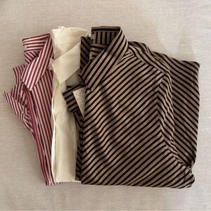 Bundle! 3 Chico's long sleeve shirts - Red/white, White, and Brown/black